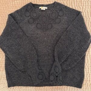 Boden Charcoal Alpaca blend Long-Sleeve Sweater, Melange Inserts , Size 10, NWOT